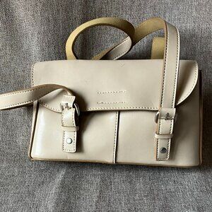 Emilie M Off White/Creme Beige Hand Bag Shoulder Purse Faux Leather Suede